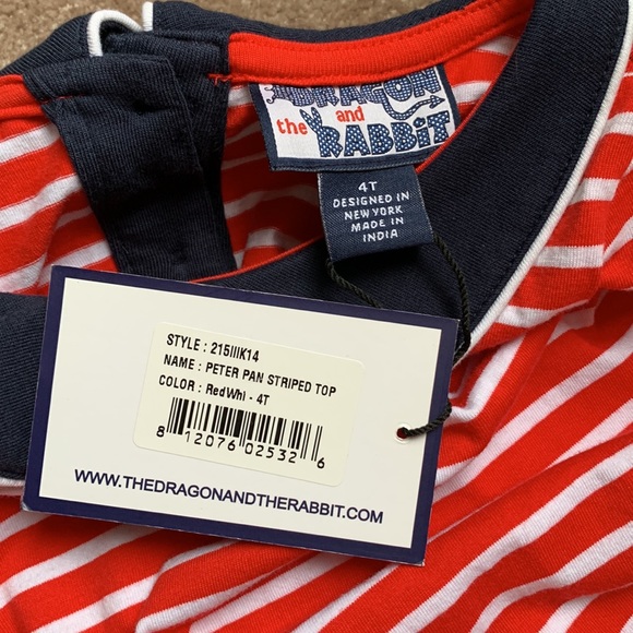 The Dragon and the Rabbit red, white and blue striped dress size 4T - Picture 4 of 5